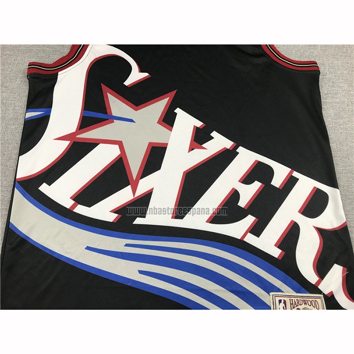Camiseta Philadelphia 76ers Allen Iverson NO 3 Mitchell & Ness Big Face Negro